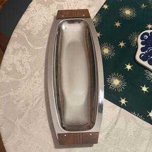 Vintage Kromex Bread Roll Tray 16"x6” Chrome MCM Serving